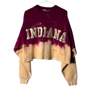 Vintage Y2K Indiana Cropped Sweatshirt Size XL Tie Dye‎ Upscaled Bohemian Rare